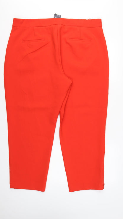 Marks & Spencer Unisex Red Size 22 Straight High Rise Trousers