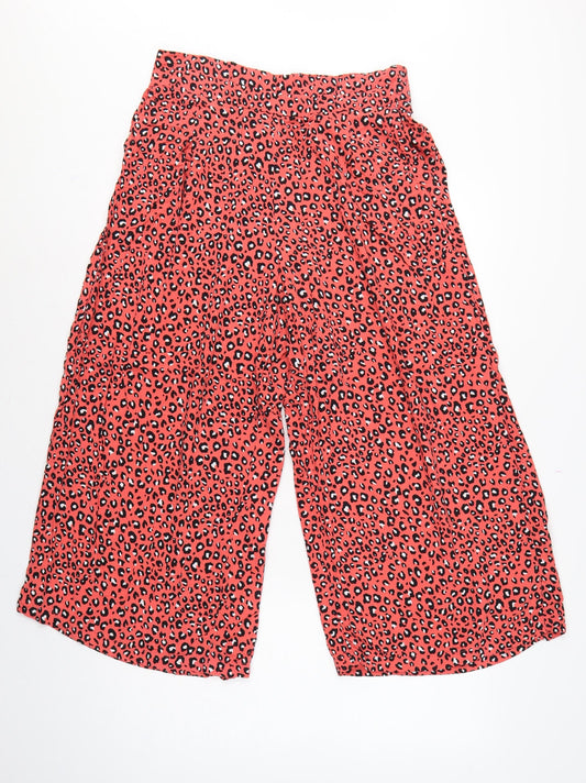 Marks and Spencer Women Orange Leopard Print Wide-Leg Trousers UK 12