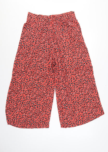 Marks and Spencer Women Orange Leopard Print Wide-Leg Trousers UK 12