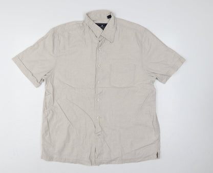 Stone Bay Men's Beige M Linen Cotton Short Sleeve Button-Up Shirt