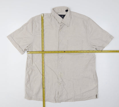 Stone Bay Men's Beige M Linen Cotton Short Sleeve Button-Up Shirt