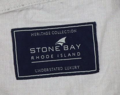 Stone Bay Men's Beige M Linen Cotton Short Sleeve Button-Up Shirt