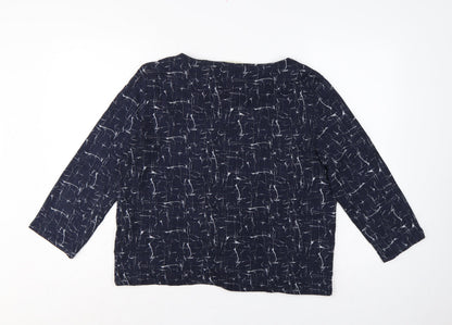 Betty & Co Women Blue UK 12 Geometric Kimono Sleeve 3/4 Blouse