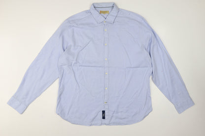 Marks and Spencer Men Blue XL Cotton Long Sleeve Formal Dress Shirt