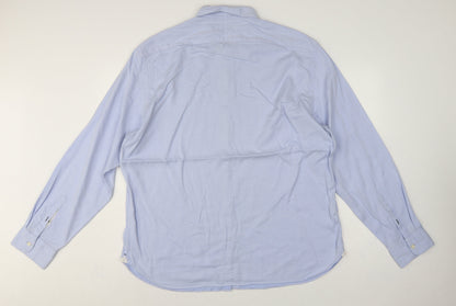 Marks and Spencer Men Blue XL Cotton Long Sleeve Formal Dress Shirt