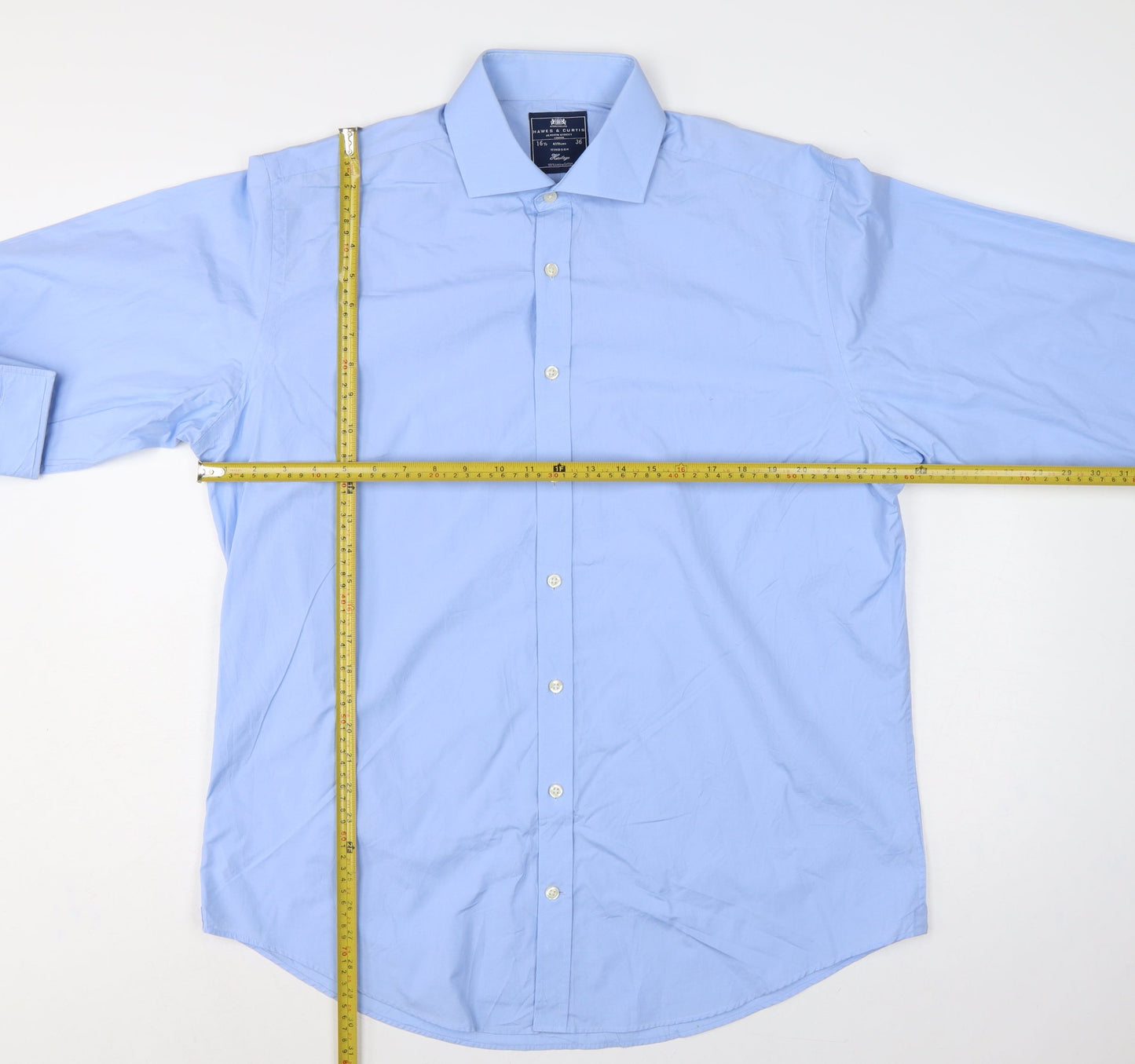 Hawes & Curtis Men's Blue 16.5 Cotton Windsor Formal Dress Shirt