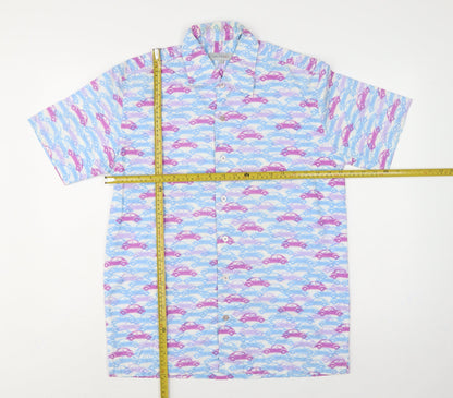 Jac Tissot Men's Multicoloured M Car Print Cotton Short Sleeve Shirt