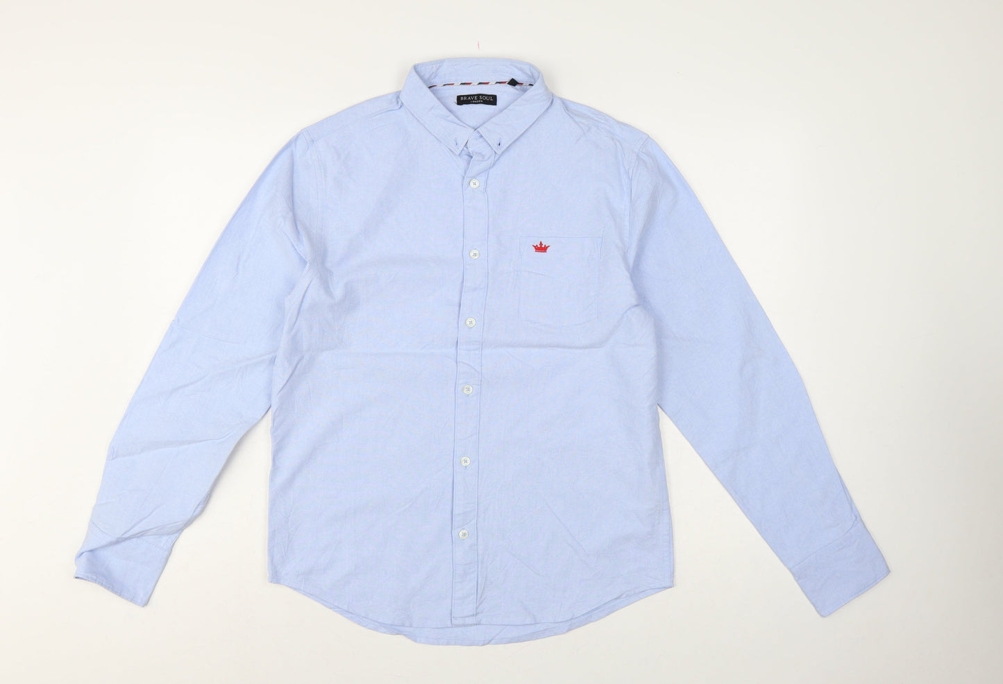 Brave Soul Men’s Blue M Cotton Button Down Long Sleeve Shirt