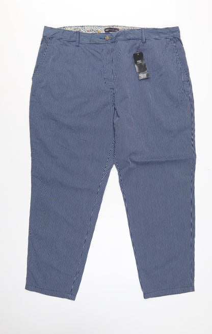 Marks & Spencer Women’s Blue Striped Size 20 Tapered Chino Trousers
