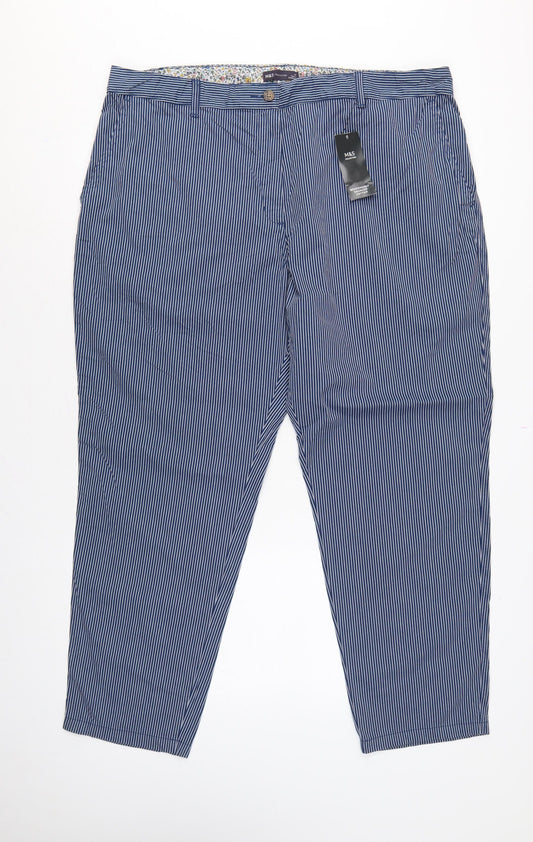 Marks & Spencer Women’s Blue Striped Size 20 Tapered Chino Trousers