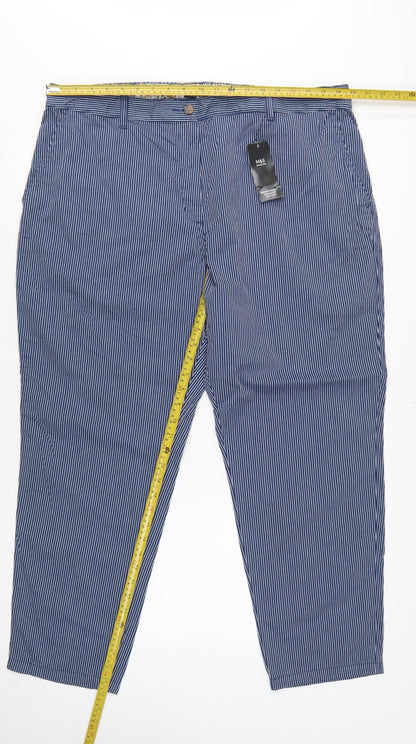 Marks & Spencer Women’s Blue Striped Size 20 Tapered Chino Trousers