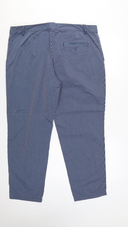 Marks & Spencer Women’s Blue Striped Size 20 Tapered Chino Trousers