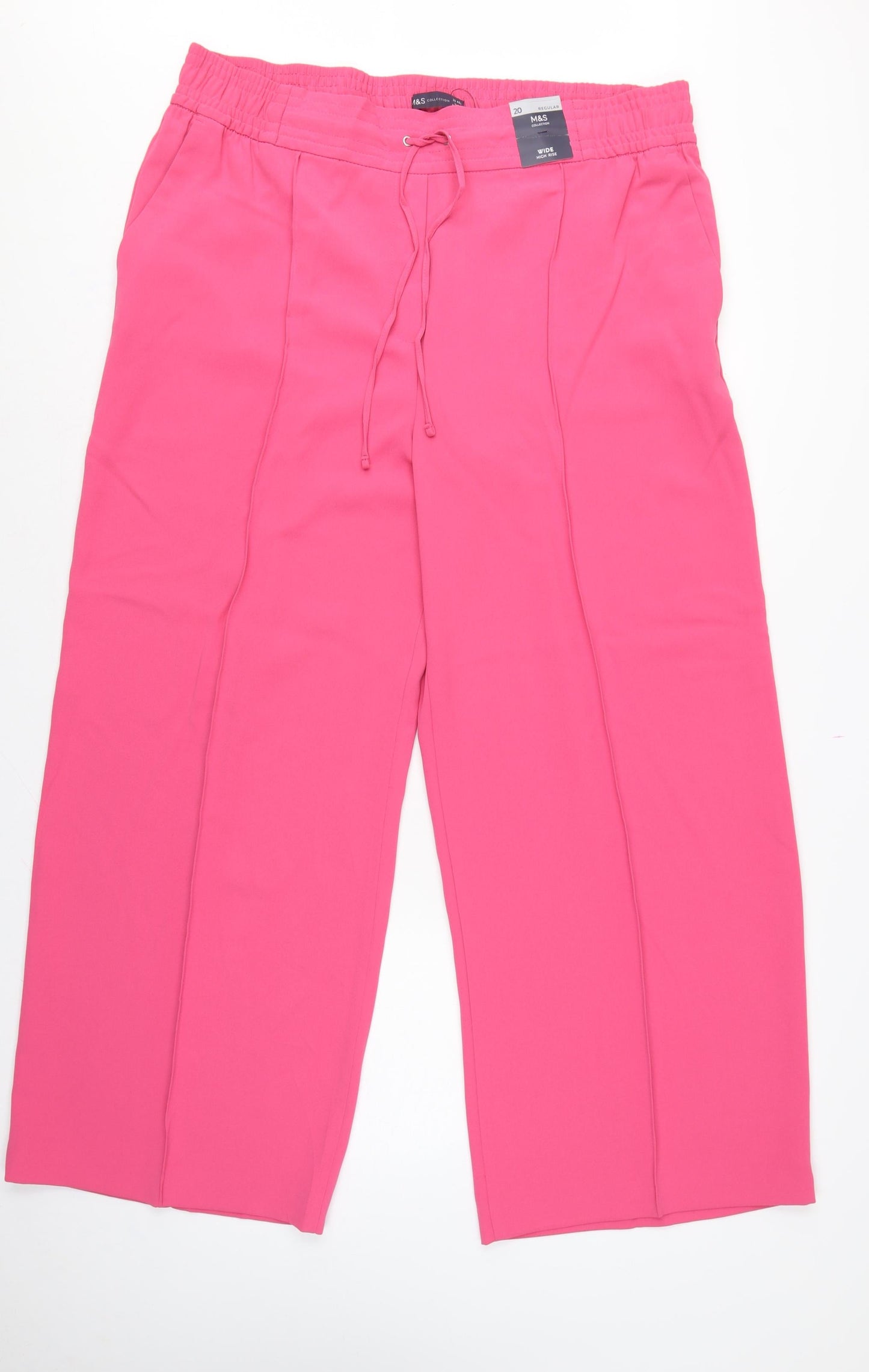 Marks & Spencer Women Pink Size 20 Wide High Rise Trousers