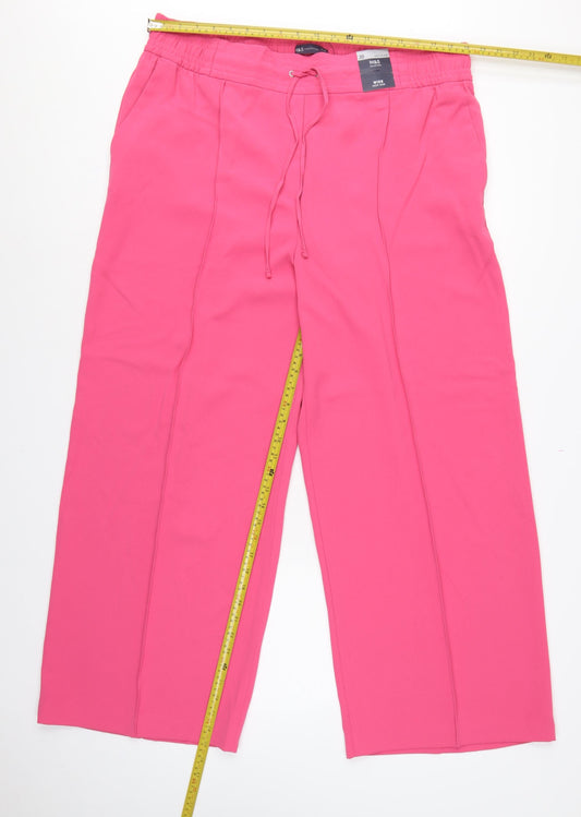 Marks & Spencer Women Pink Size 20 Wide High Rise Trousers