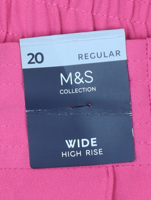 Marks & Spencer Women Pink Size 20 Wide High Rise Trousers