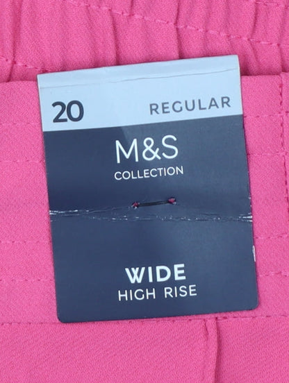 Marks & Spencer Women Pink Size 20 Wide High Rise Trousers