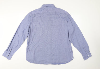 M&S Collezione Men Blue Geometric Cotton Slim Fit Dress Shirt 2XL