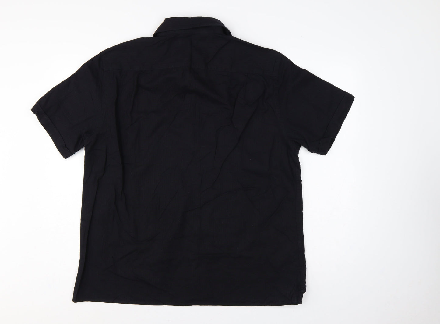 Marks & Spencer Men Black Linen Cotton Short Sleeve Shirt L 41-43
