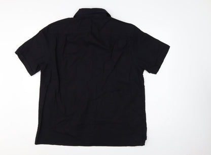Marks & Spencer Men Black Linen Cotton Short Sleeve Shirt L 41-43