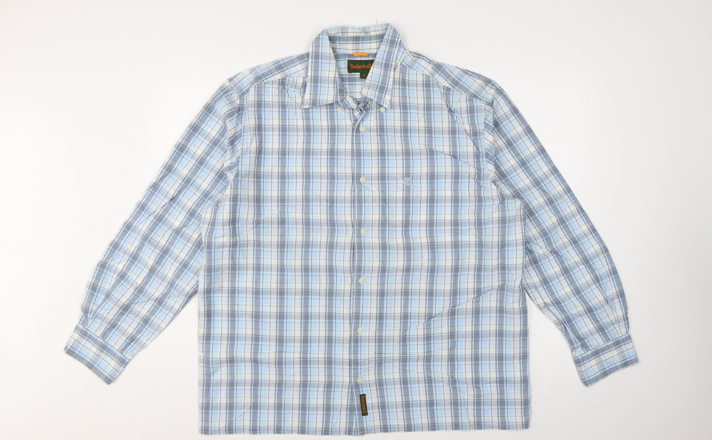 Timberland Men Blue Plaid Check Button-Down Long Sleeve Shirt L