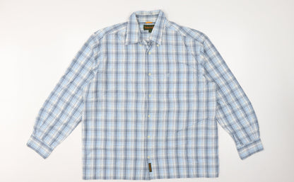Timberland Men Blue Plaid Check Button-Down Long Sleeve Shirt L