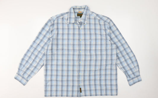 Timberland Men Blue Plaid Check Button-Down Long Sleeve Shirt L
