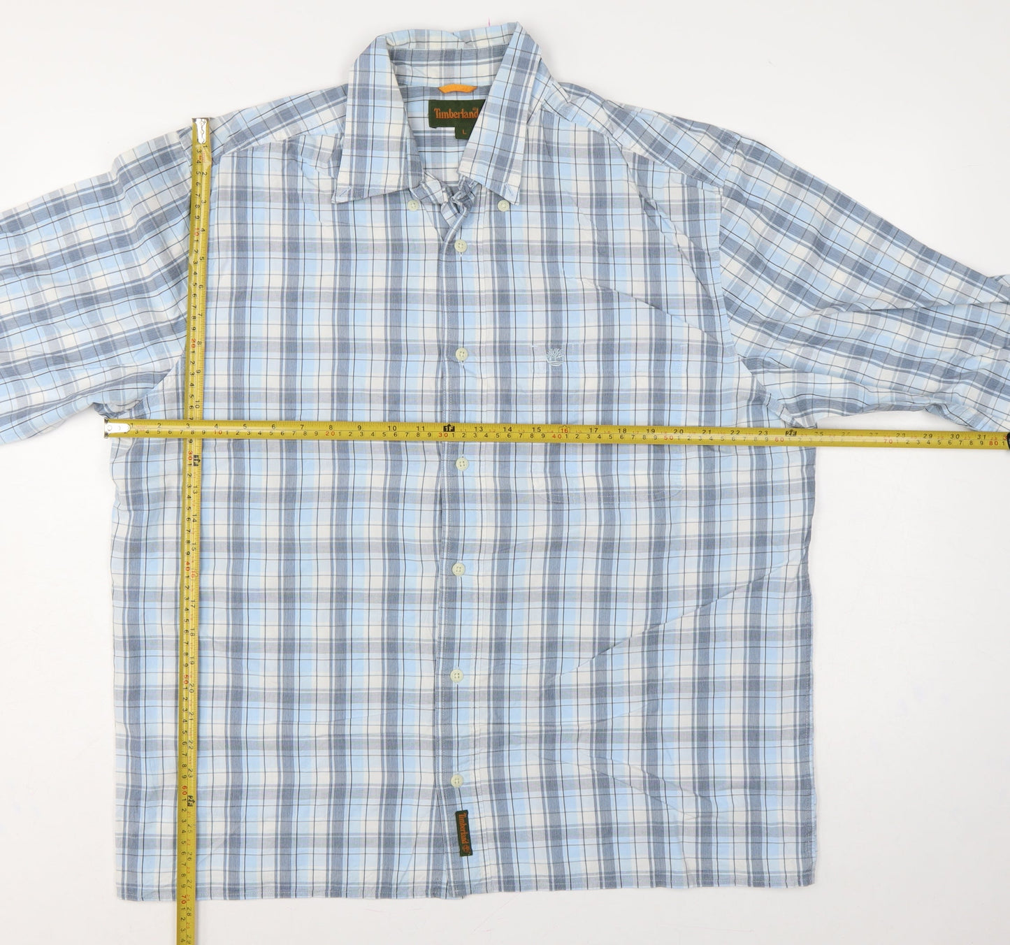 Timberland Men Blue Plaid Check Button-Down Long Sleeve Shirt L