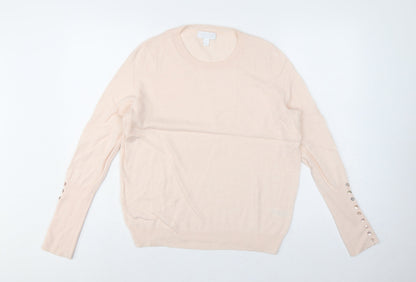 White Label The White Company Women Pink UK 12 Crew Neck Wool Jumper