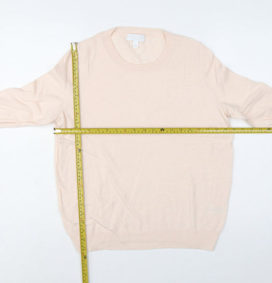 White Label The White Company Women Pink UK 12 Crew Neck Wool Jumper