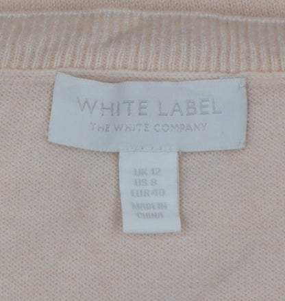 White Label The White Company Women Pink UK 12 Crew Neck Wool Jumper