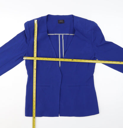 Marks & Spencer Women Blue UK 12 Tailored Shawl Lapel Blazer