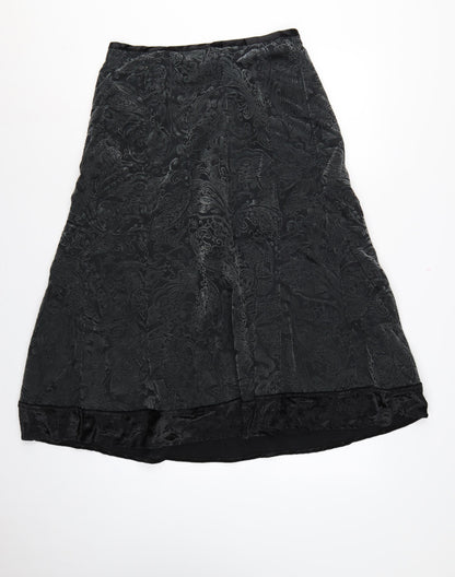 Per Una Women’s Black Paisley Velvet A-Line Knee Length Skirt UK 12