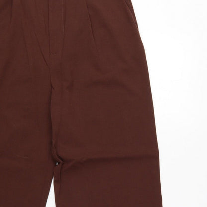 Stradivarius Women Brown UK 8 High Rise Wide Leg Pleated Trousers