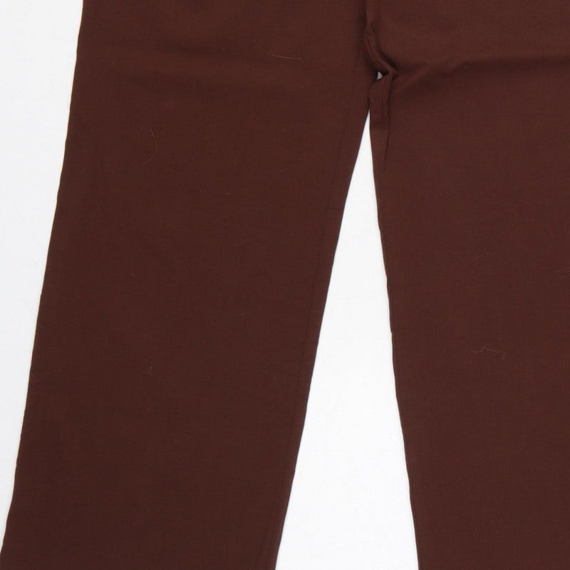 Stradivarius Women Brown UK 8 High Rise Wide Leg Pleated Trousers