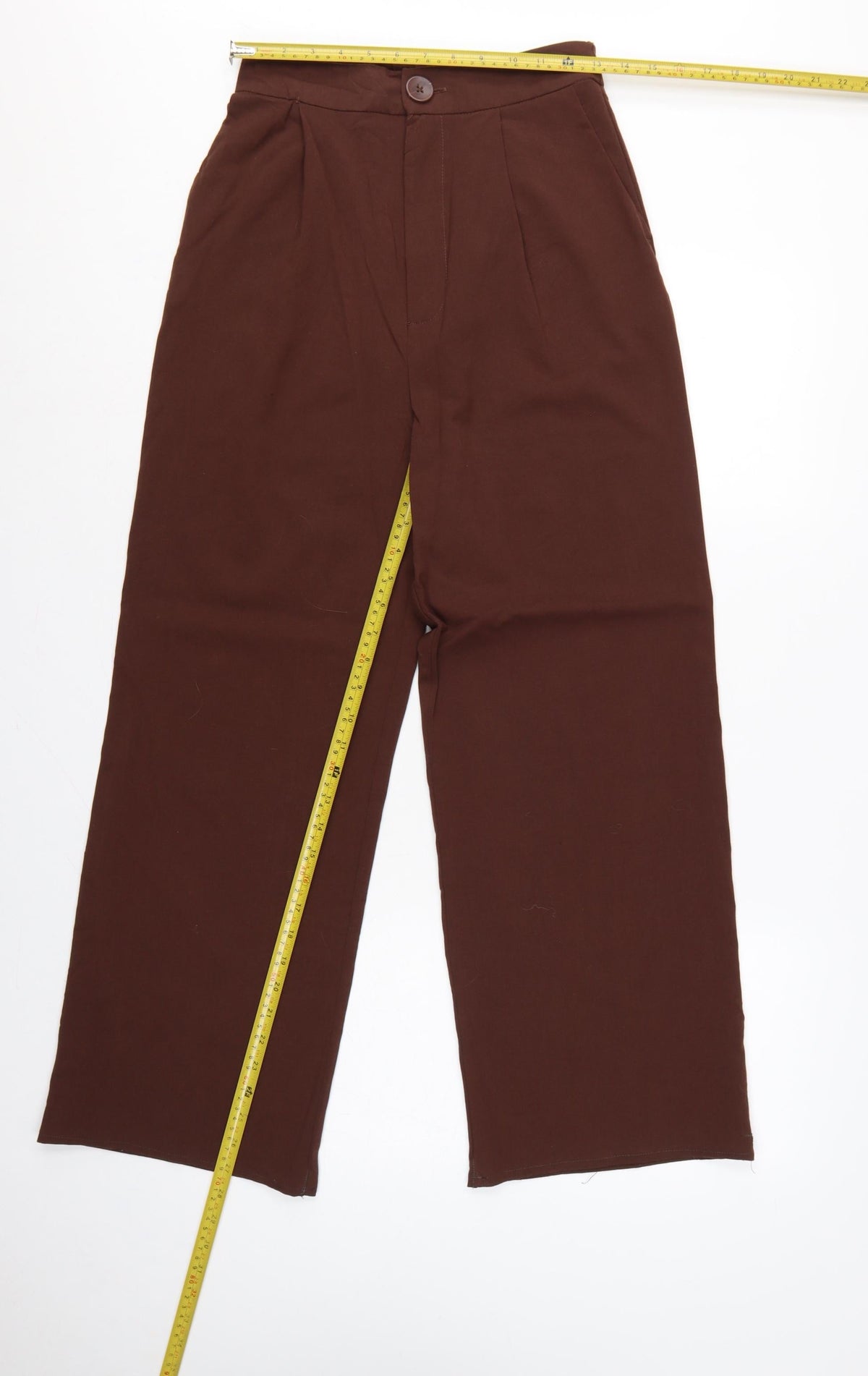 Stradivarius Women Brown UK 8 High Rise Wide Leg Pleated Trousers