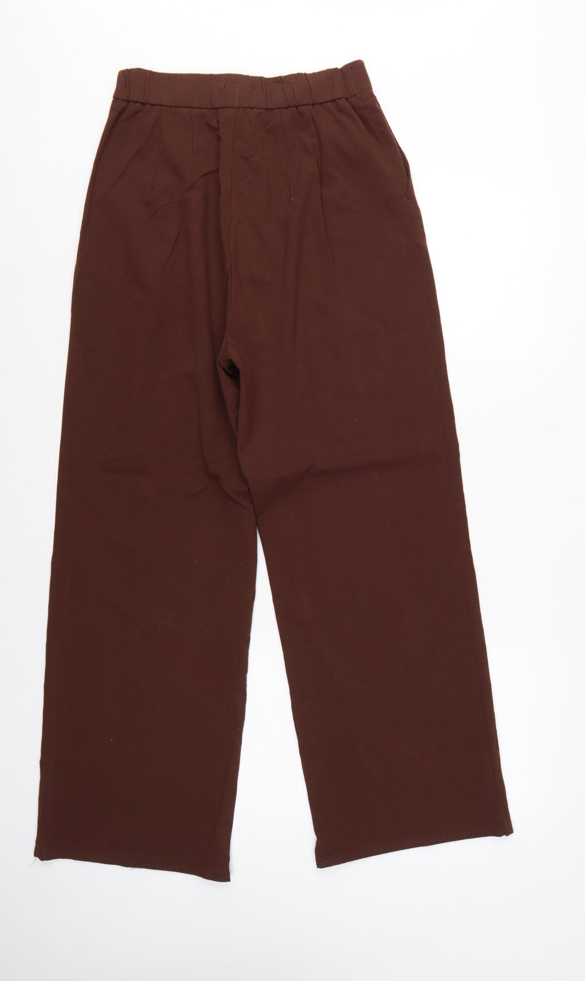 Stradivarius Women Brown UK 8 High Rise Wide Leg Pleated Trousers