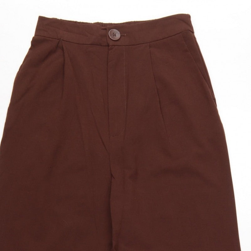 Stradivarius Women Brown UK 8 High Rise Wide Leg Pleated Trousers