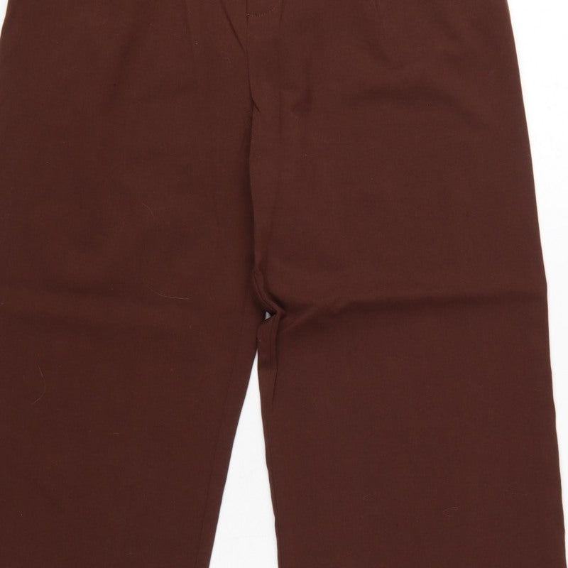 Stradivarius Women Brown UK 8 High Rise Wide Leg Pleated Trousers