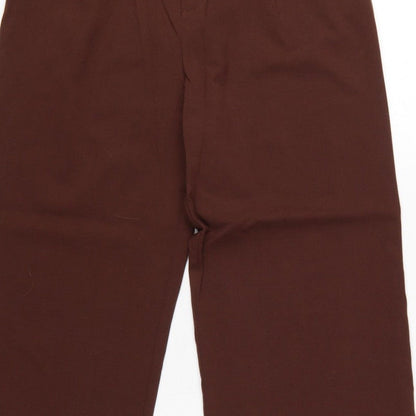 Stradivarius Women Brown UK 8 High Rise Wide Leg Pleated Trousers