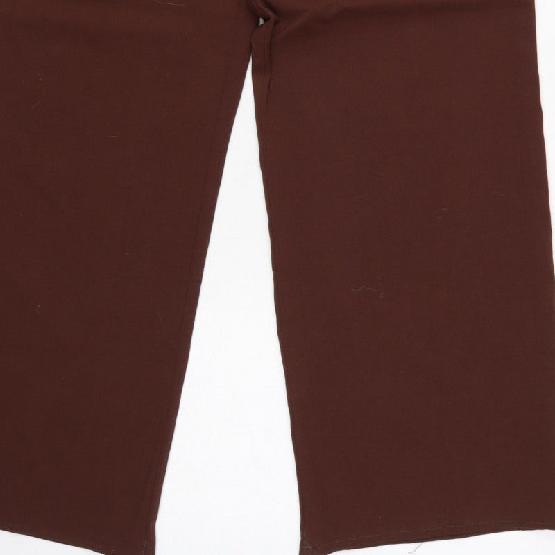 Stradivarius Women Brown UK 8 High Rise Wide Leg Pleated Trousers