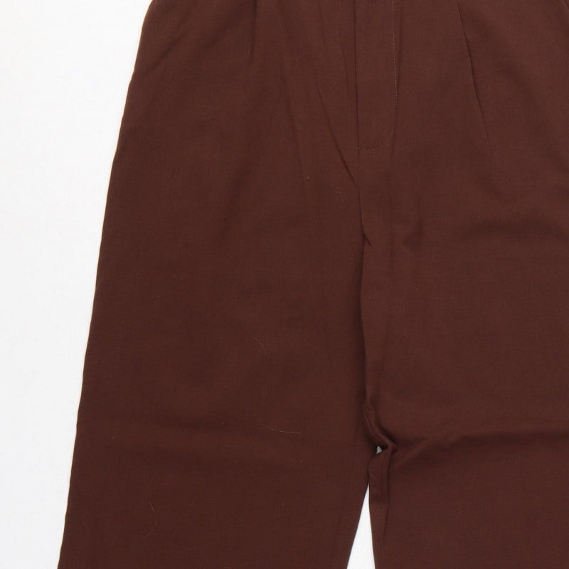 Stradivarius Women Brown UK 8 High Rise Wide Leg Pleated Trousers
