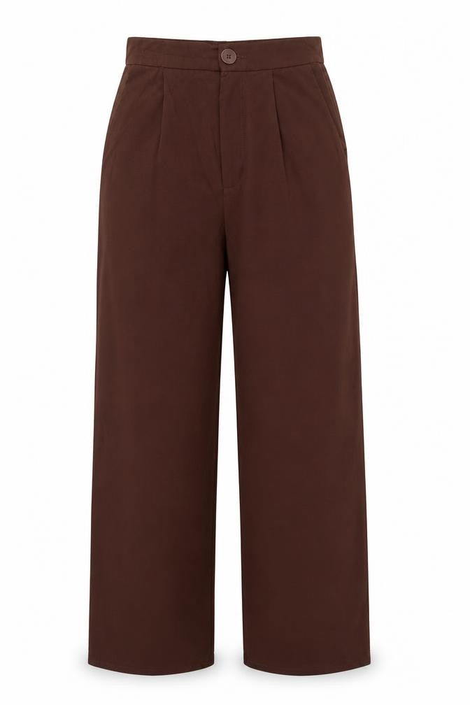 Stradivarius Women Brown UK 8 High Rise Wide Leg Pleated Trousers