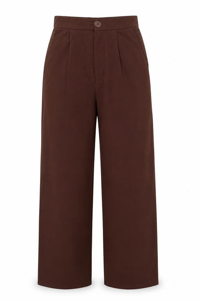 Stradivarius Women Brown UK 8 High Rise Wide Leg Pleated Trousers