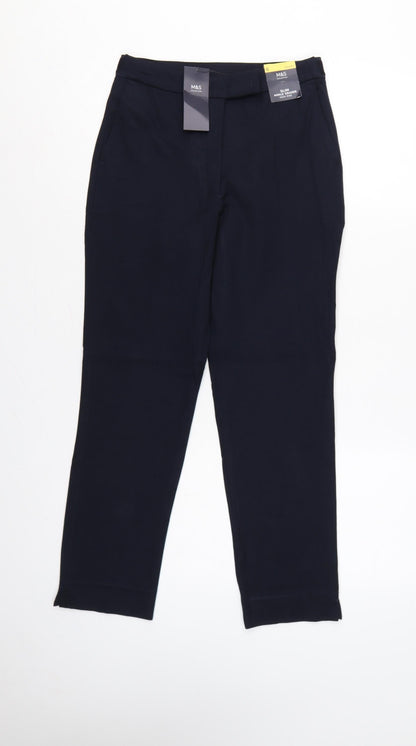 Marks and Spencer Women Blue UK 6 Slim High Rise Ankle Grazer Trousers