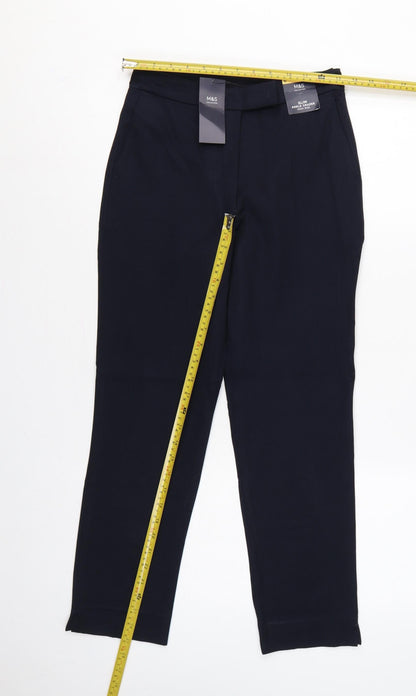 Marks and Spencer Women Blue UK 6 Slim High Rise Ankle Grazer Trousers