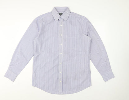 Marks and Spencer Men Purple Stripe Regular Fit 15.5 Non-Iron Shirt