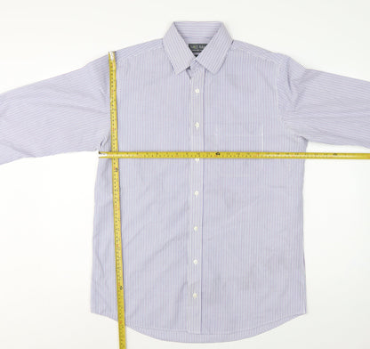 Marks and Spencer Men Purple Stripe Regular Fit 15.5 Non-Iron Shirt