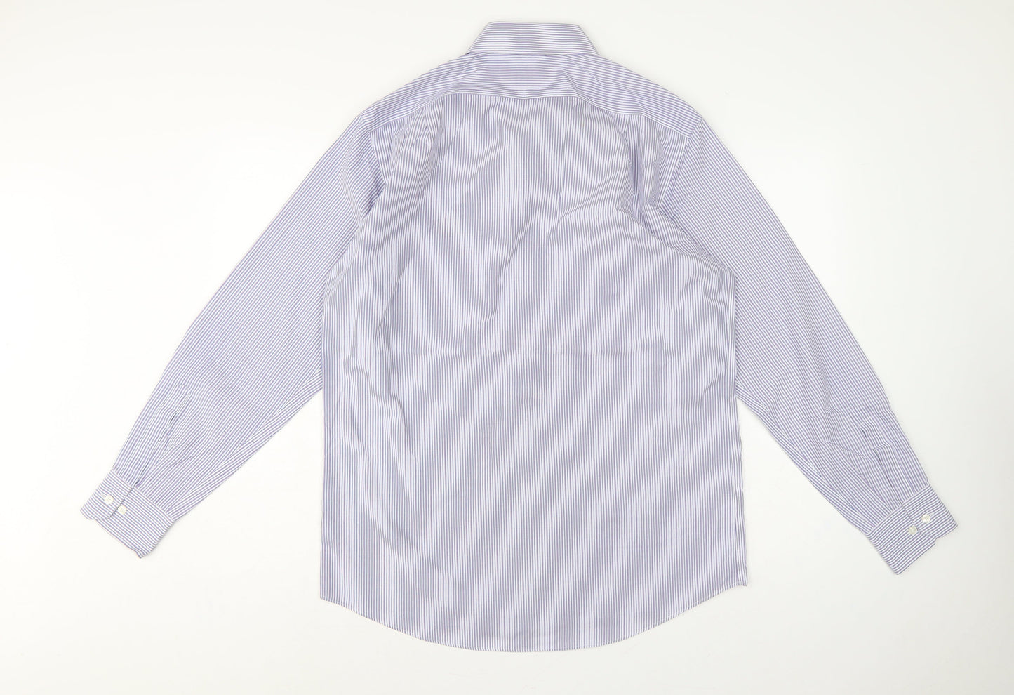 Marks and Spencer Men Purple Stripe Regular Fit 15.5 Non-Iron Shirt