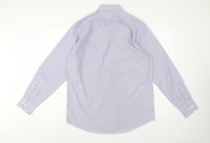 Marks and Spencer Men Purple Stripe Regular Fit 15.5 Non-Iron Shirt