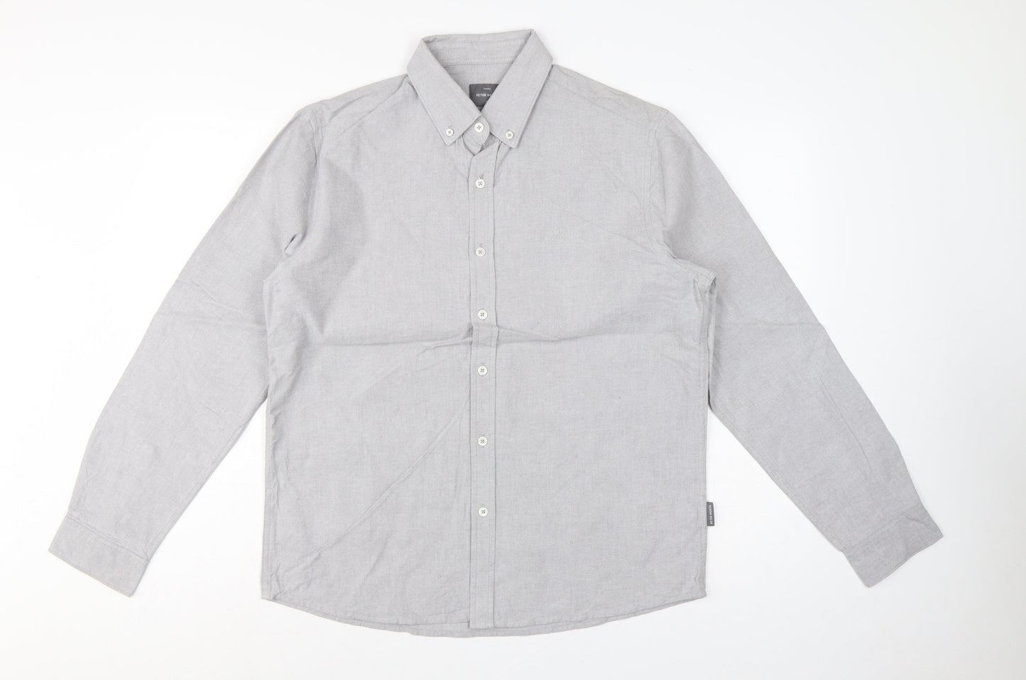 Peter Werth Men’s Grey L Castle Cotton Button-Down Long Sleeve Shirt